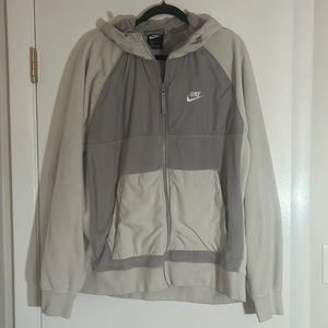 White and grey Nike fleece zip up men’s large